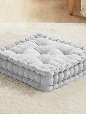 🛋️ 🆕 Codi Chenille Floor Pillow – Individual Gray Cushion | 20” x 20”